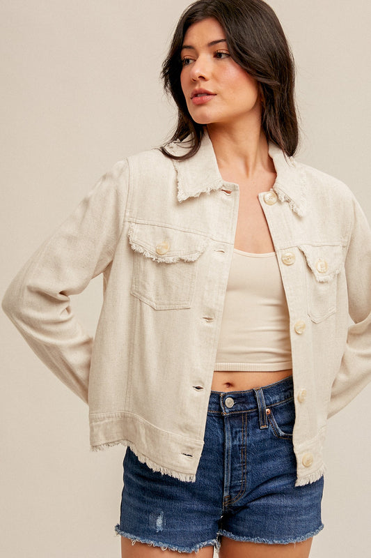 Linen Frayed Edge Jacket