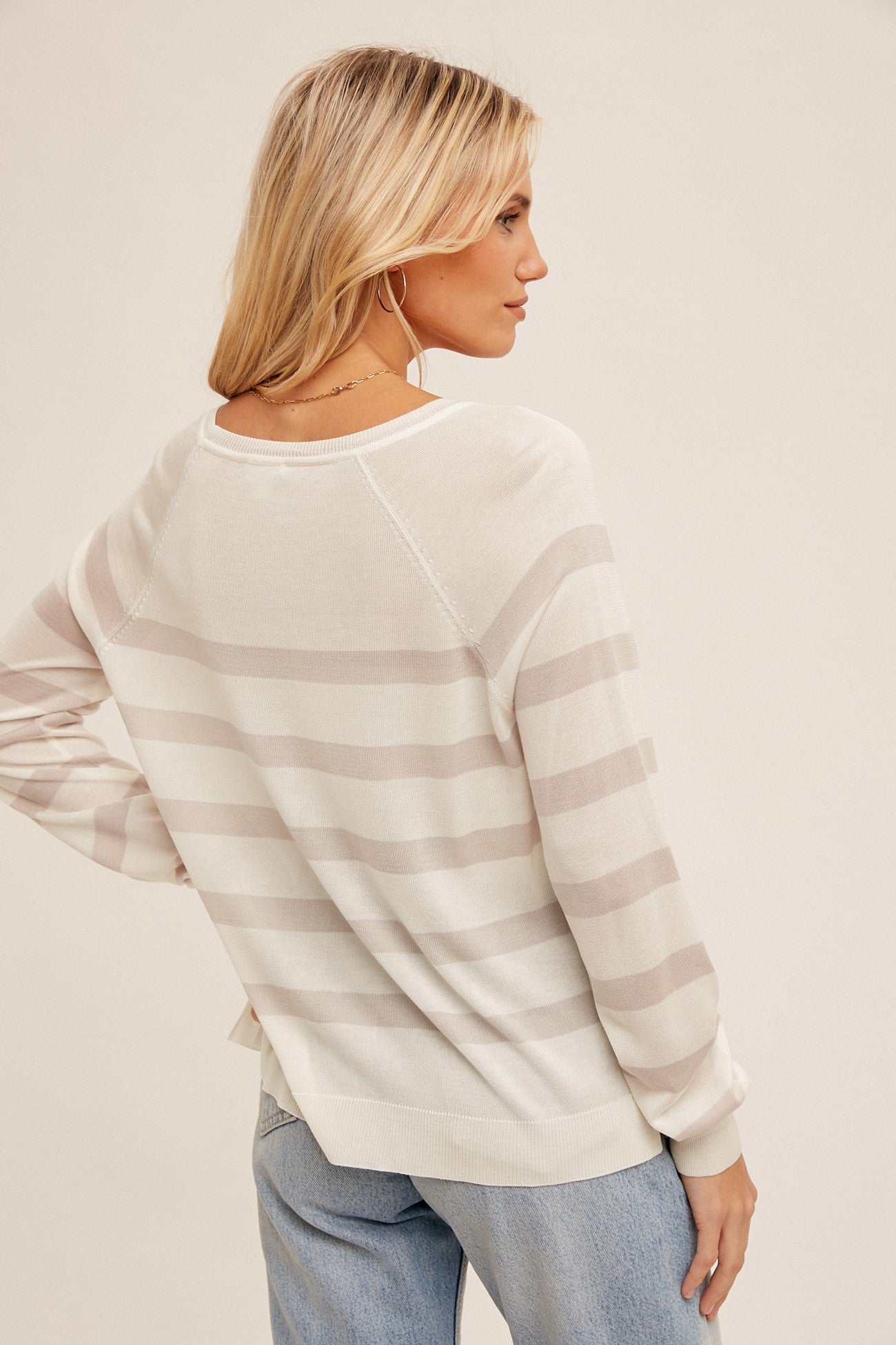 Raglan Sleeve Stripe Pullover Sweater