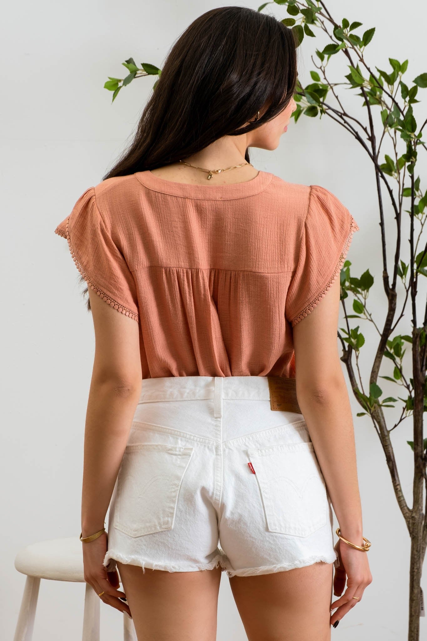 Petal Sleeve Woven Top