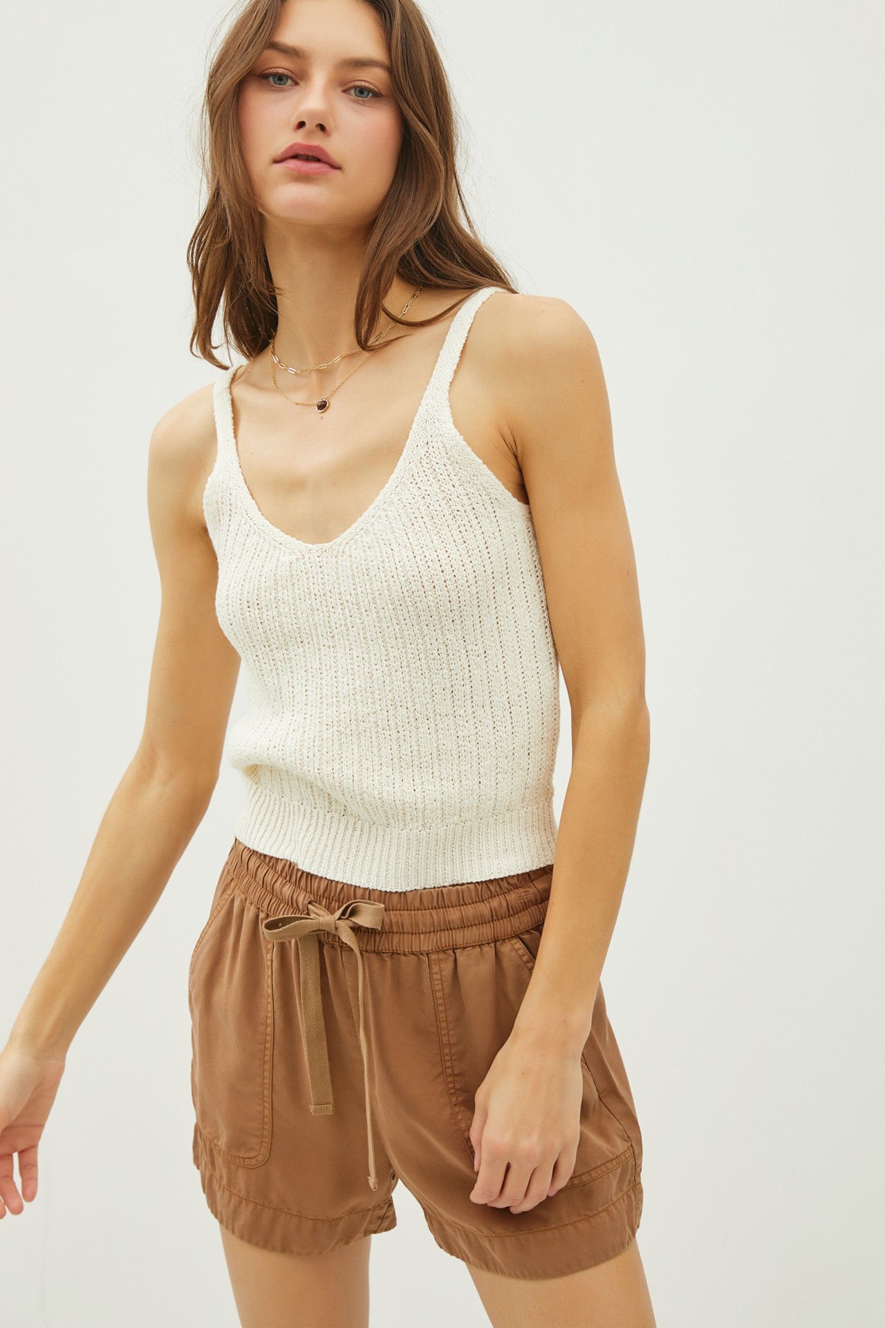 Tencel Shorts with Drawstring-Mud