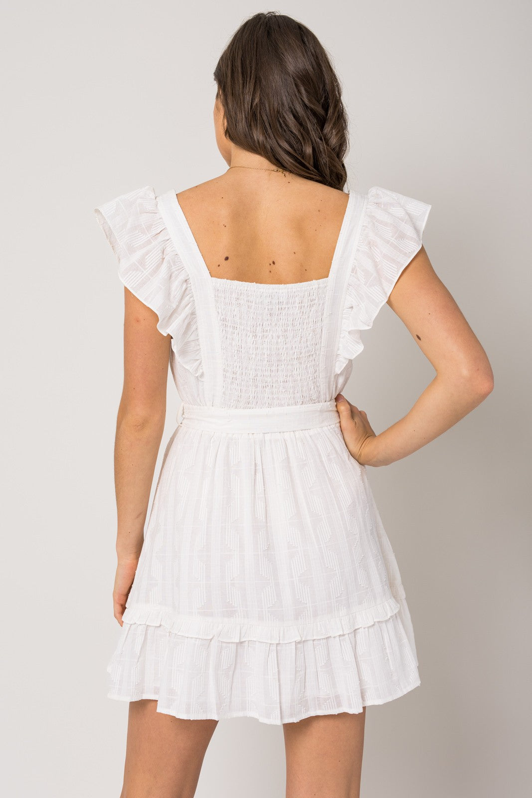 Ruffle Sleeve Tiered Mini Dress