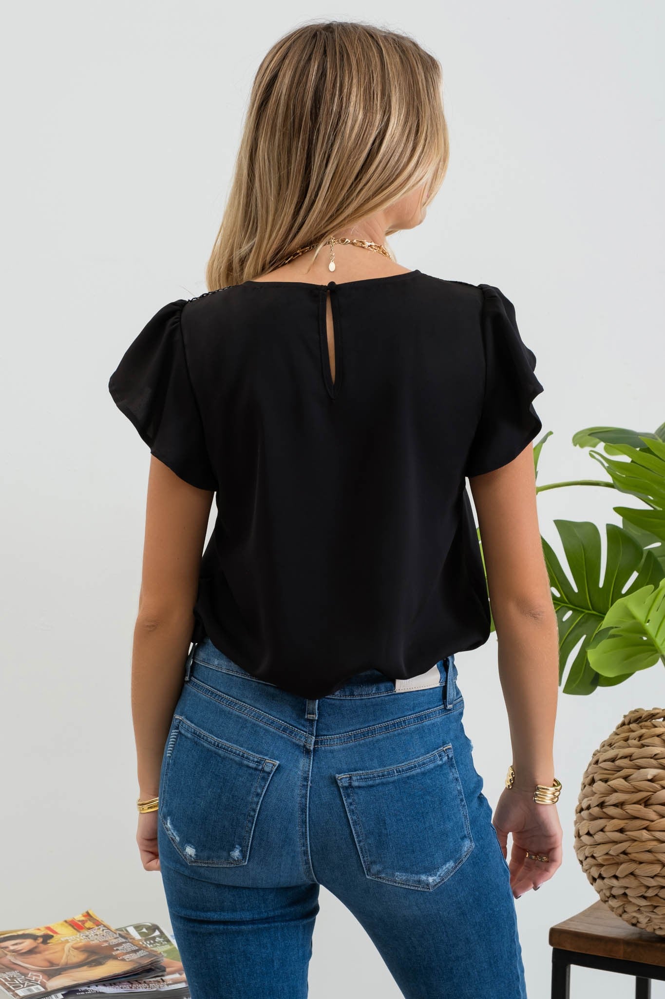 Black Short Sleeve Top