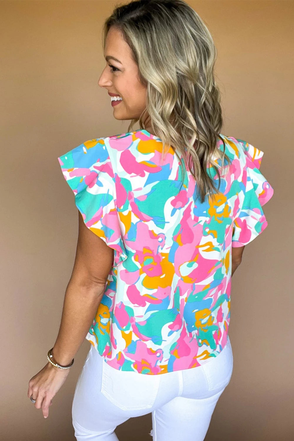 Multi-Color Abstract Print Top