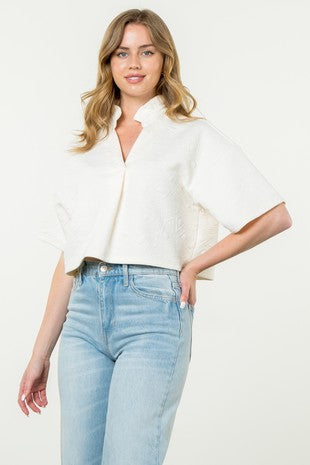 Short Sleeve Textured Top