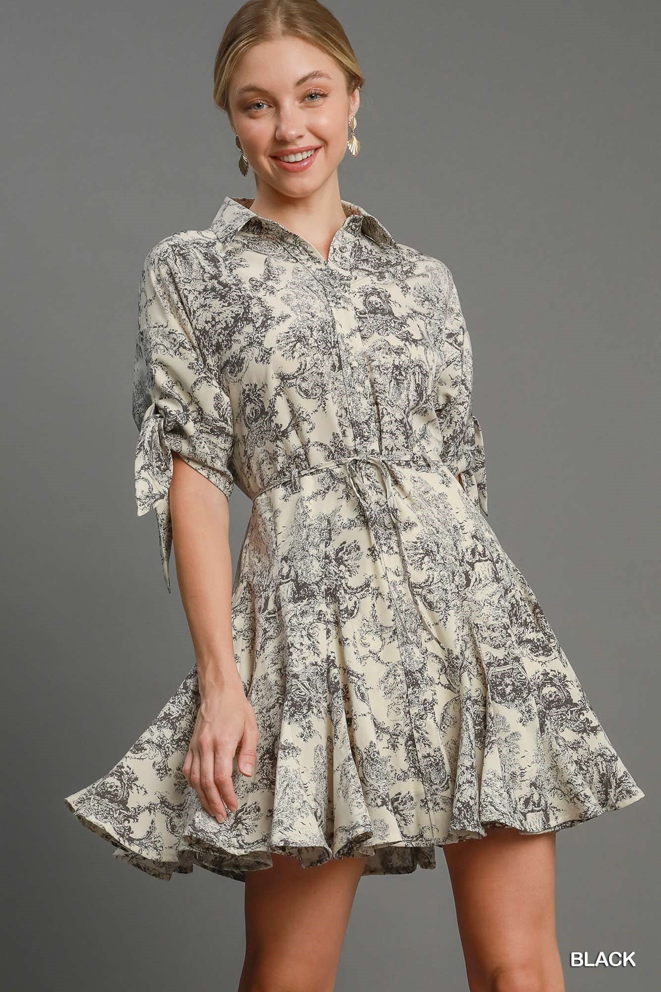 Button Front Print Dress