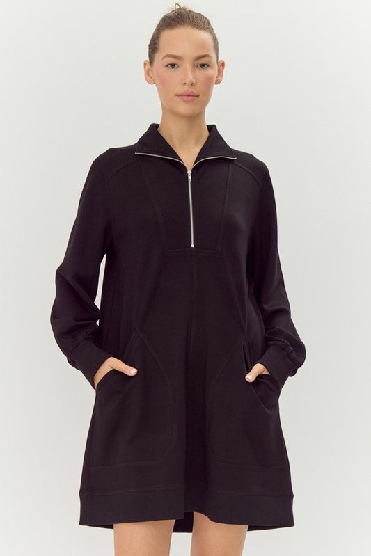 Quarter Zip Dress with Pockets