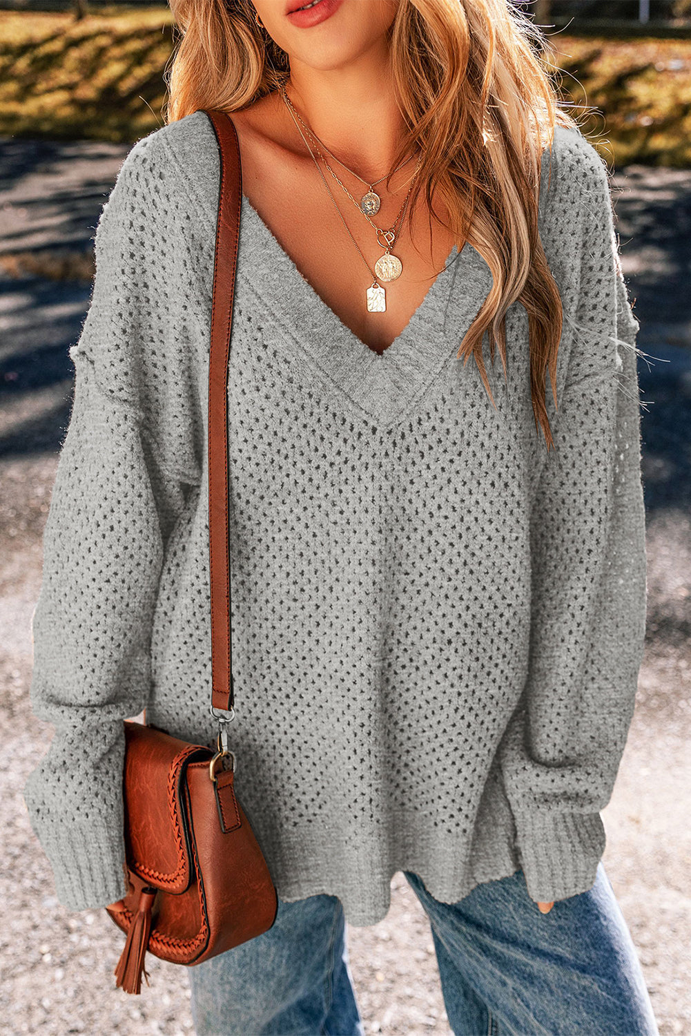 Oversized Hollowed Knit Sweater